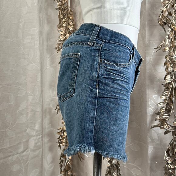 GAP long & lean women's denim shorts 8L mid rise frayed hem‎ summer cutoffs - Picture 6 of 14